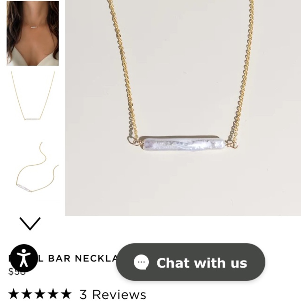 NWT James Michelle Pearl bar necklace